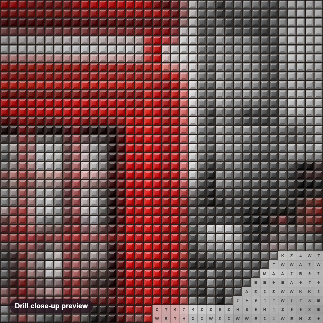 Close-up preview of the Phone Booth in London diamond painting with square 5D drills and printed canvas symbols