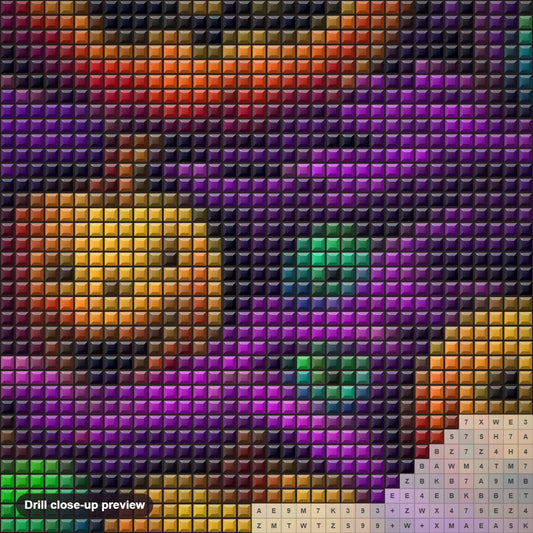 Close-up preview of the Pick Me up for Halloween diamond painting with square 5D drills and printed canvas symbols