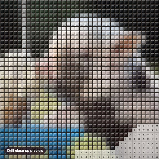 Close-up preview of the Pig Licking Ice Cream Cone diamond painting with square 5D drills and printed canvas symbols