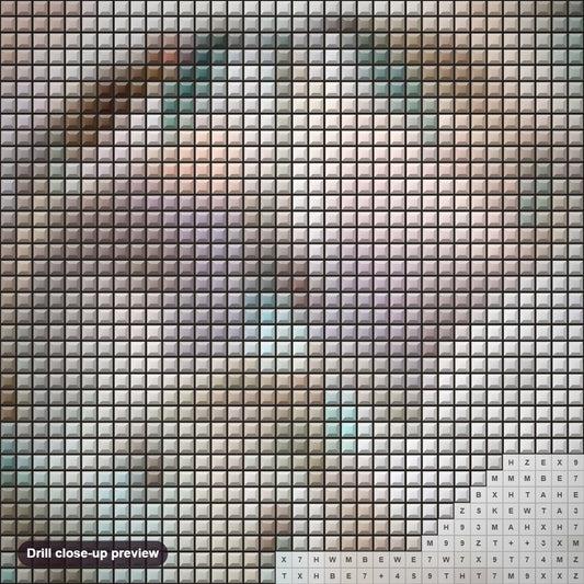 Close-up preview of the Pigeons Dream Catcher diamond painting with square 5D drills and printed canvas symbols
