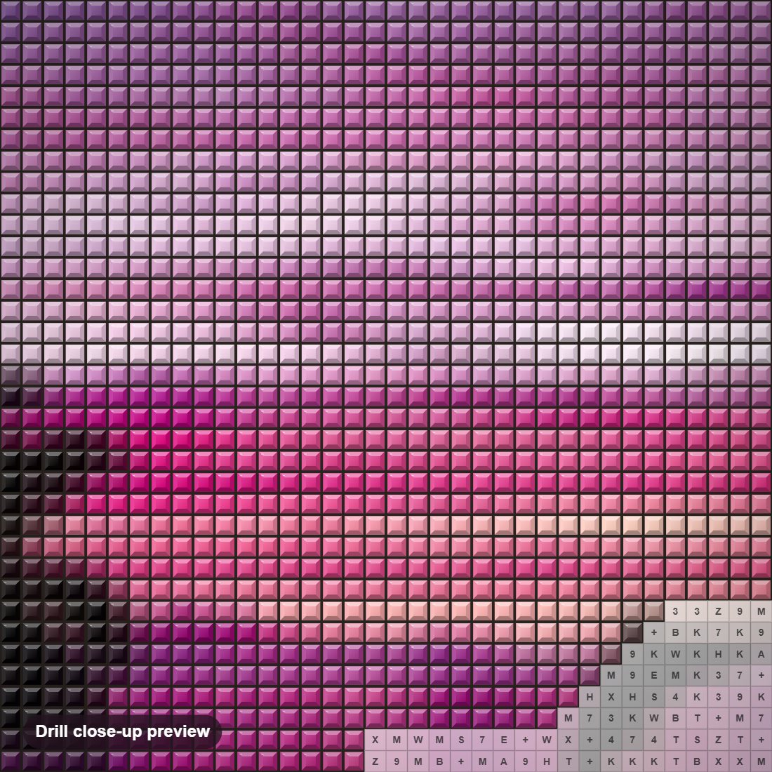 Close-up preview of the Pink Sky & Dolphins Pair diamond painting with square 5D drills and printed canvas symbols