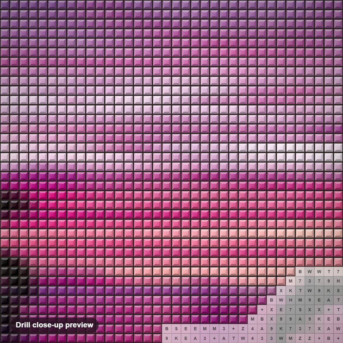 Close-up preview of the Pink Sky View & Dolphins Pair diamond painting with square 5D drills and printed canvas symbols