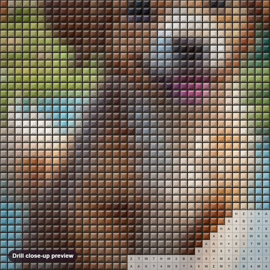 Close-up preview of the Playtime in the Pool diamond painting with square 5D drills and printed canvas symbols