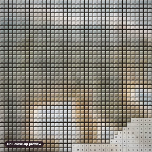 Close-up preview of the Polar Bear Cub diamond painting with square 5D drills and printed canvas symbols