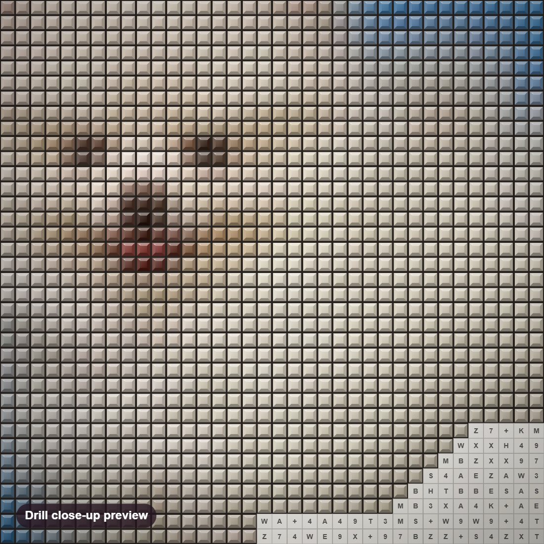 Close-up preview of the Pomeranian Fluffy Puppy diamond painting with square 5D drills and printed canvas symbols