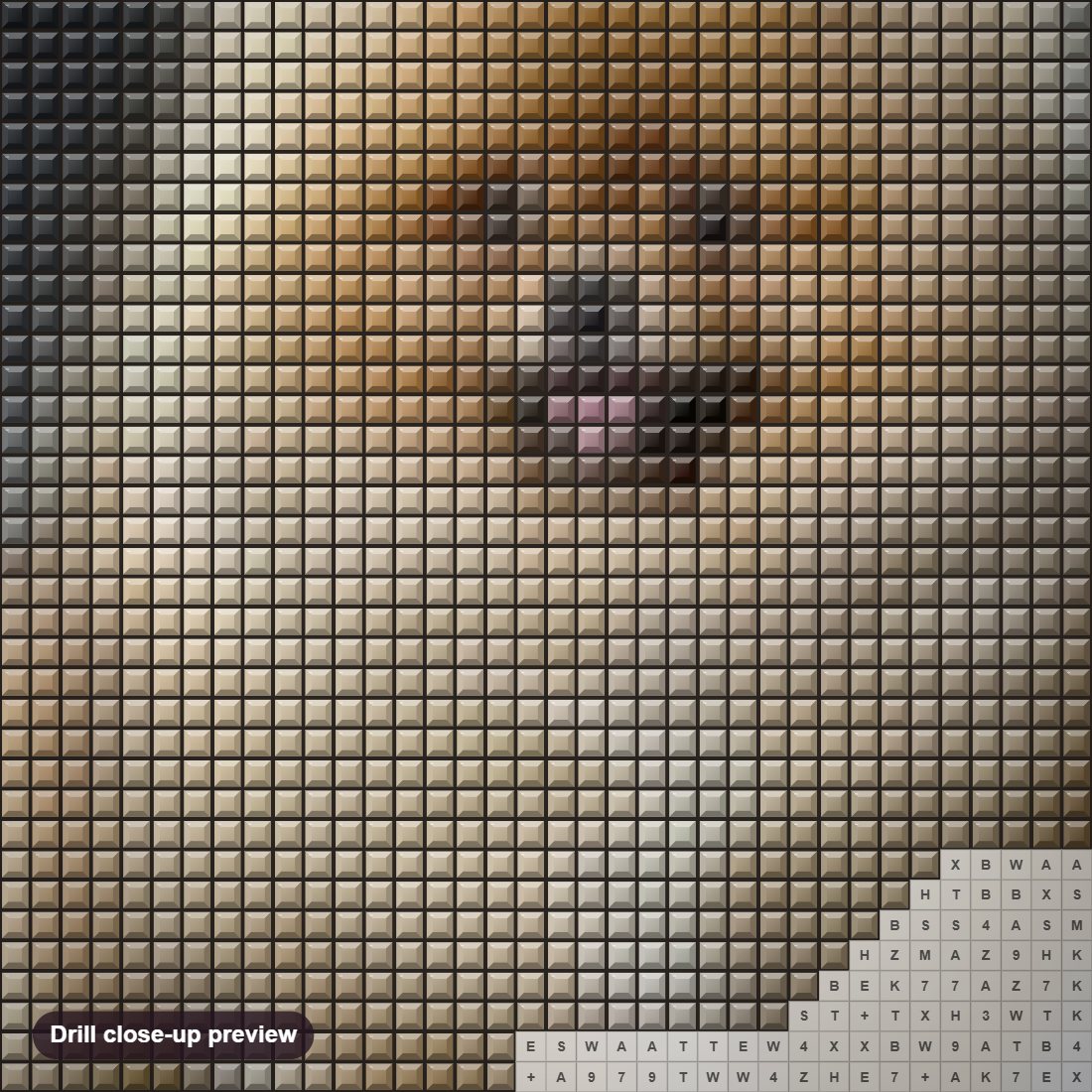 Close-up preview of the Pomeranian diamond painting with square 5D drills and printed canvas symbols