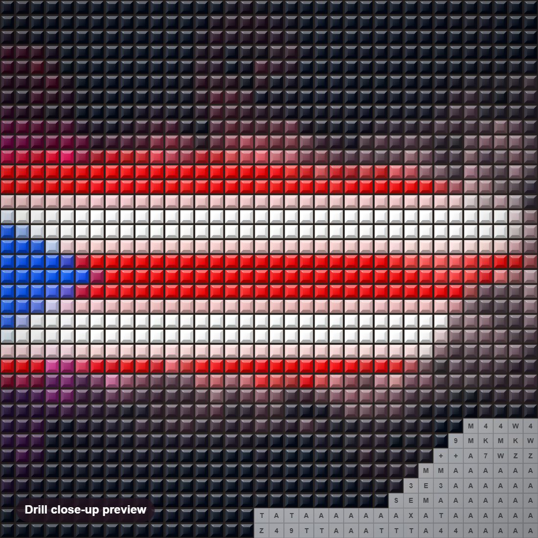 Close-up preview of the Puerto Rico Country Map diamond painting with square 5D drills and printed canvas symbols