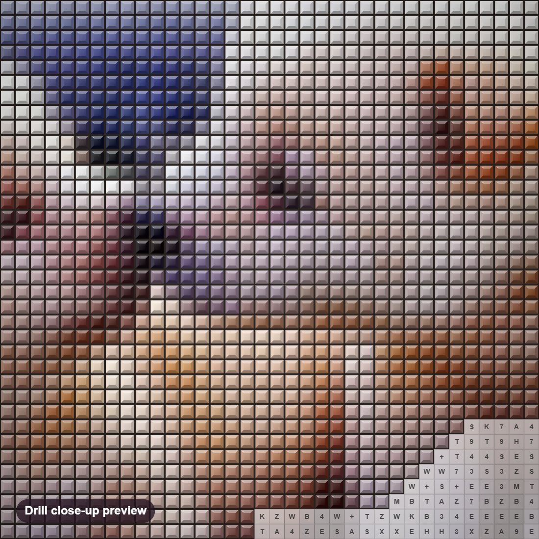 Close-up preview of the Puppies Kissing diamond painting with square 5D drills and printed canvas symbols