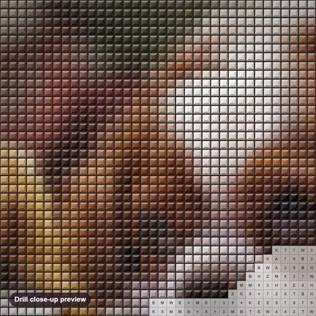 Close-up preview of the Puppy with a Stuffed Toy diamond painting with square 5D drills and printed canvas symbols