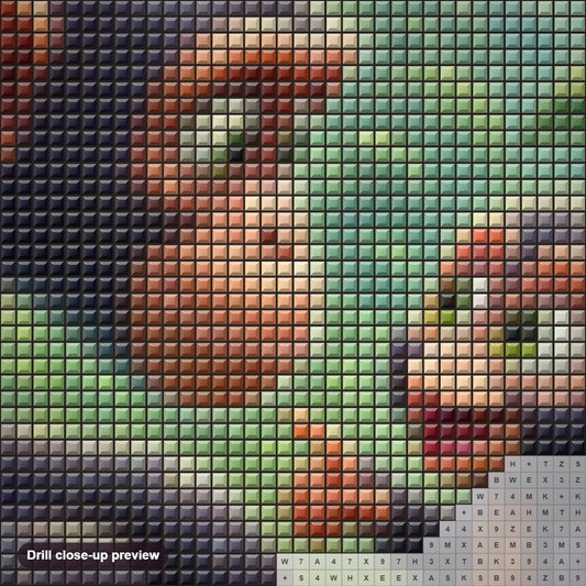 Close-up preview of the Pure Affection Mother & Child diamond painting with square 5D drills and printed canvas symbols