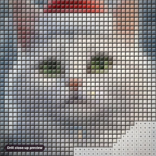 Close-up preview of the Purrfect Christmas Elegance diamond painting with square 5D drills and printed canvas symbols