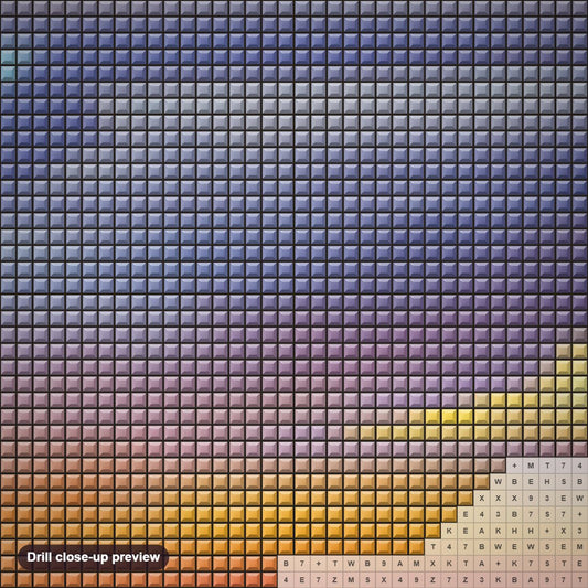 Close-up preview of the Quapelle Angle diamond painting with square 5D drills and printed canvas symbols