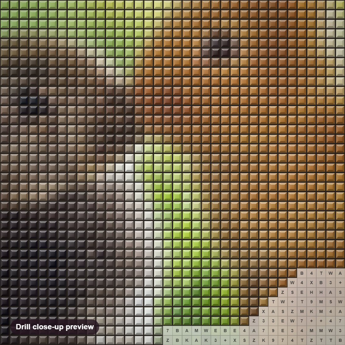Close-up preview of the Rabbits Pair diamond painting with square 5D drills and printed canvas symbols