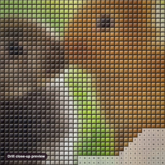 Close-up preview of the Rabbits Pair diamond painting with square 5D drills and printed canvas symbols