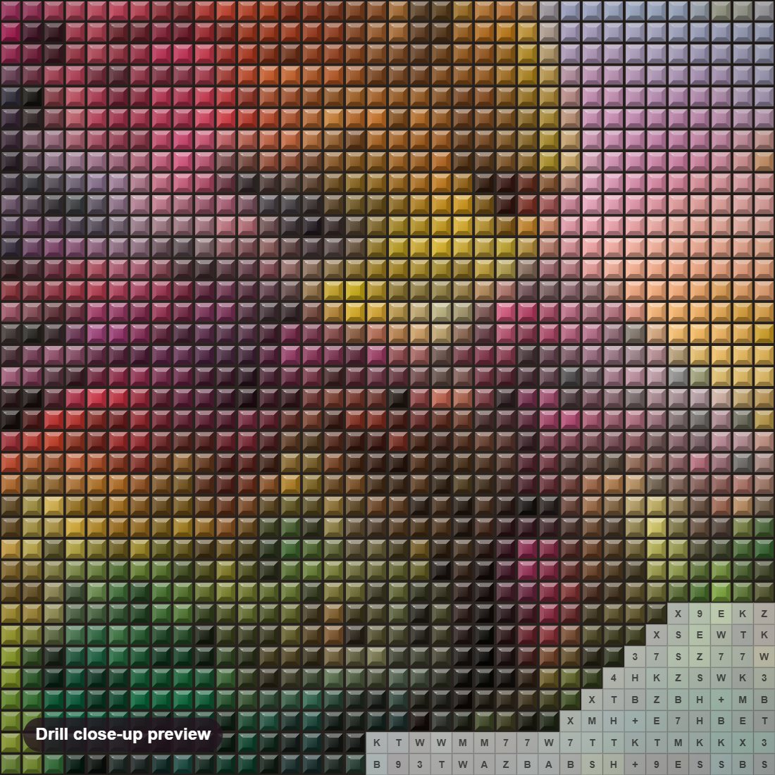 Close-up preview of the Rainbow Leopard & Flowers diamond painting with square 5D drills and printed canvas symbols