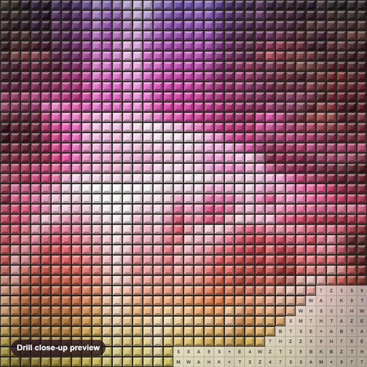 Close-up preview of the Rainbow Waterfall diamond painting with square 5D drills and printed canvas symbols