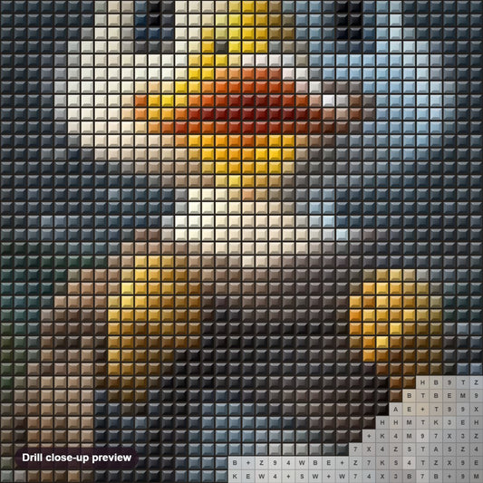 Close-up preview of the Rainy Day Quacker diamond painting with square 5D drills and printed canvas symbols
