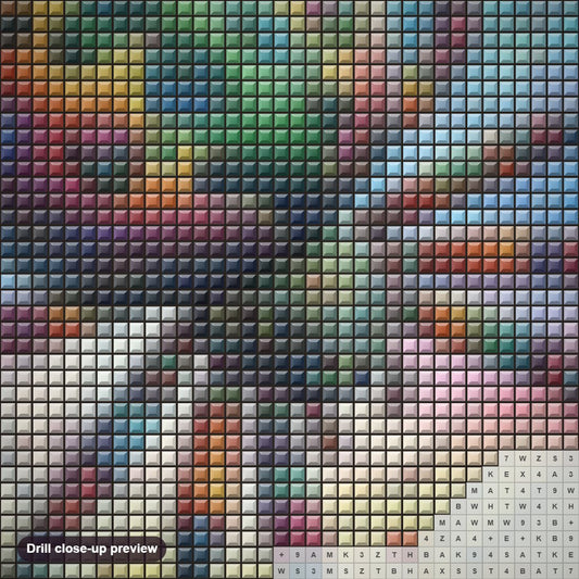 Close-up preview of the Ravishing Spider diamond painting with square 5D drills and printed canvas symbols