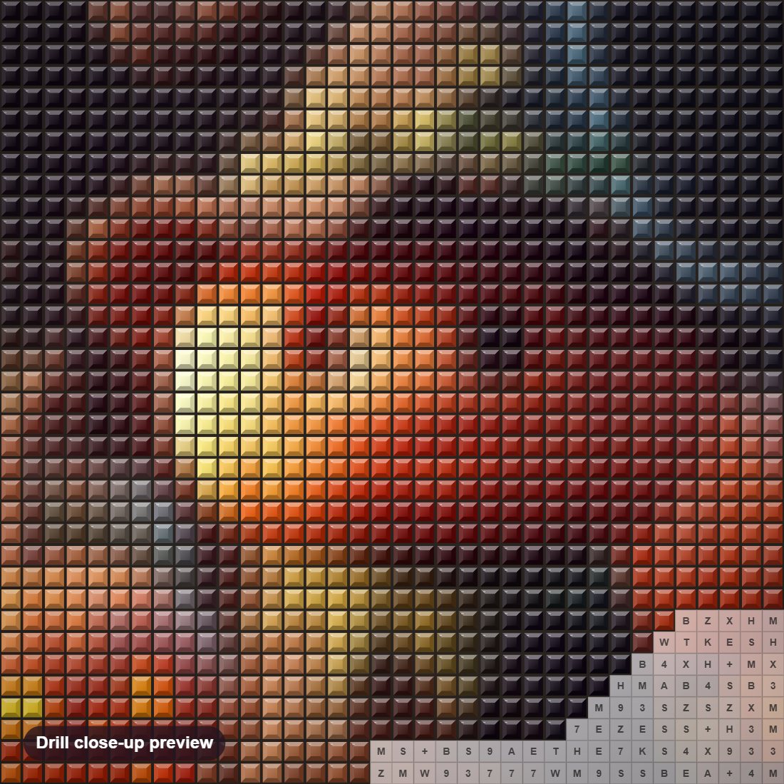 Close-up preview of the Ready for Halloween Night diamond painting with square 5D drills and printed canvas symbols