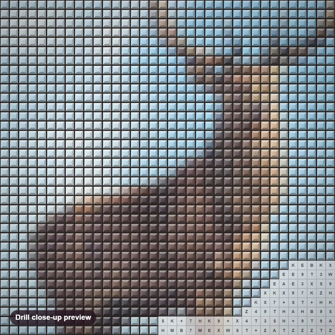 Close-up preview of the Red Deer diamond painting with square 5D drills and printed canvas symbols