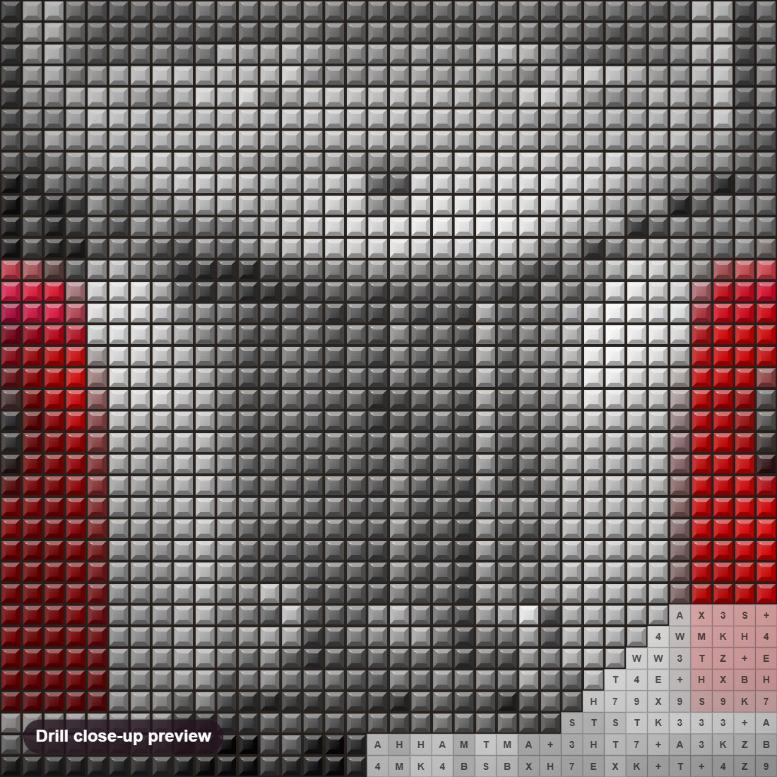 Close-up preview of the Red & silver vintage car diamond painting with square 5D drills and printed canvas symbols