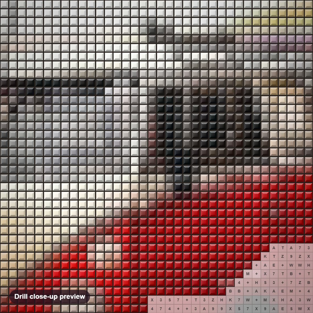 Close-up preview of the Red & White Volkswagen Type 2 diamond painting with square 5D drills and printed canvas symbols