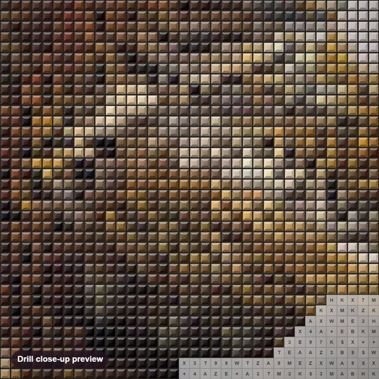 Close-up preview of the Resting Leopard diamond painting with square 5D drills and printed canvas symbols