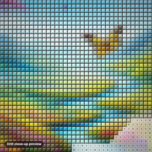 Close-up preview of the Reveling With Nature's Beauty diamond painting with square 5D drills and printed canvas symbols