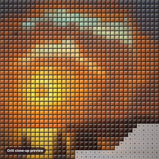Close-up preview of the Rhads Beach Art diamond painting with square 5D drills and printed canvas symbols