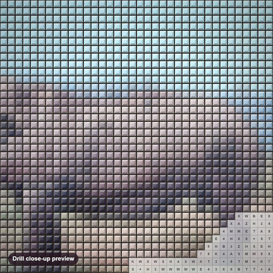 Close-up preview of the Rhino diamond painting with square 5D drills and printed canvas symbols