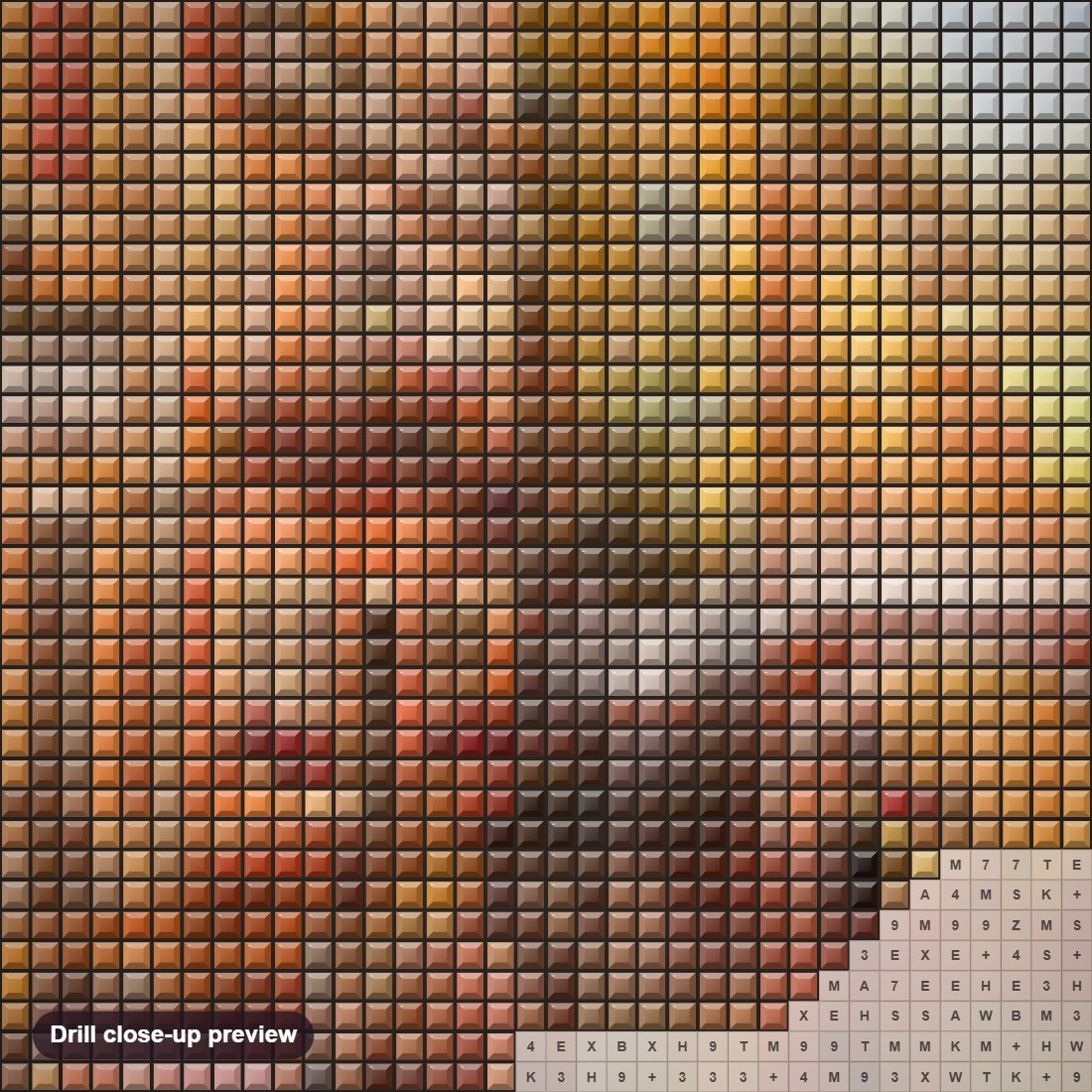 Close-up preview of the Romantic Italy diamond painting with square 5D drills and printed canvas symbols