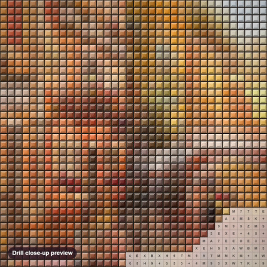 Close-up preview of the Romantic Italy diamond painting with square 5D drills and printed canvas symbols