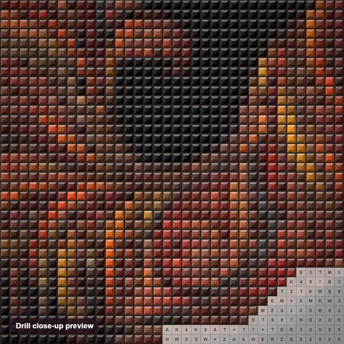 Close-up preview of the Rooster Artistic diamond painting with square 5D drills and printed canvas symbols