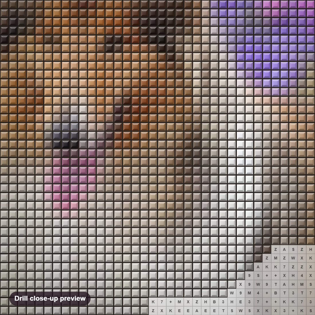 Close-up preview of the Rough Collie diamond painting with square 5D drills and printed canvas symbols