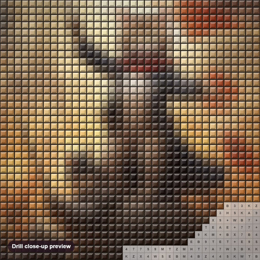 Close-up preview of the Ruler of the World are here diamond painting with square 5D drills and printed canvas symbols