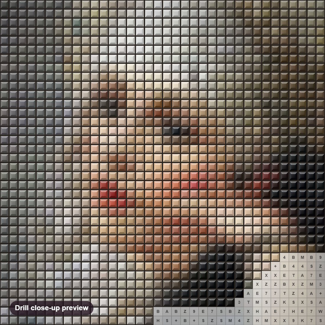 Close-up preview of the Russian Heritage diamond painting with square 5D drills and printed canvas symbols