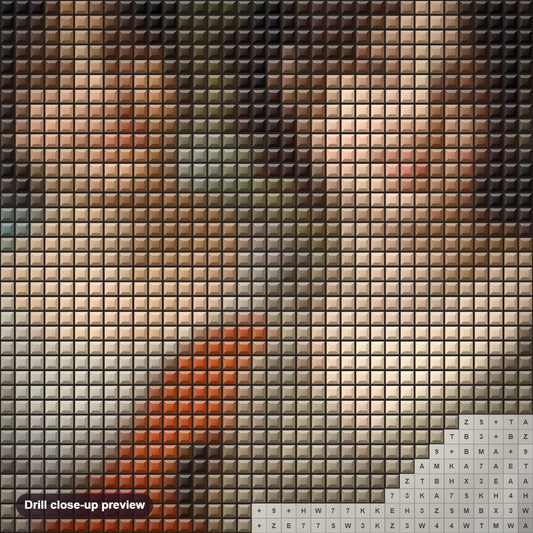 Close-up preview of the Russian Royalty diamond painting with square 5D drills and printed canvas symbols