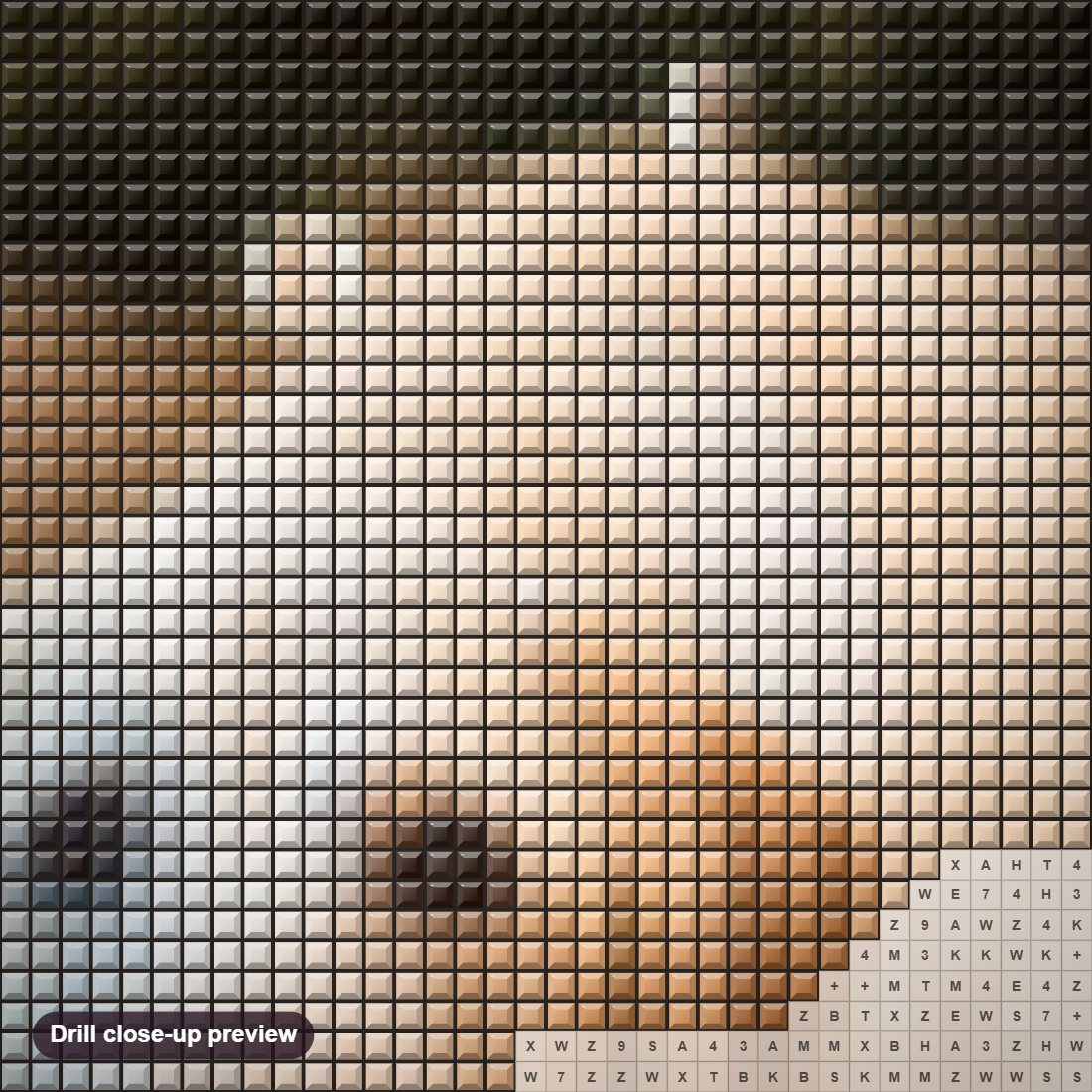 Close-up preview of the Sad Labrador Retriever Dog diamond painting with square 5D drills and printed canvas symbols