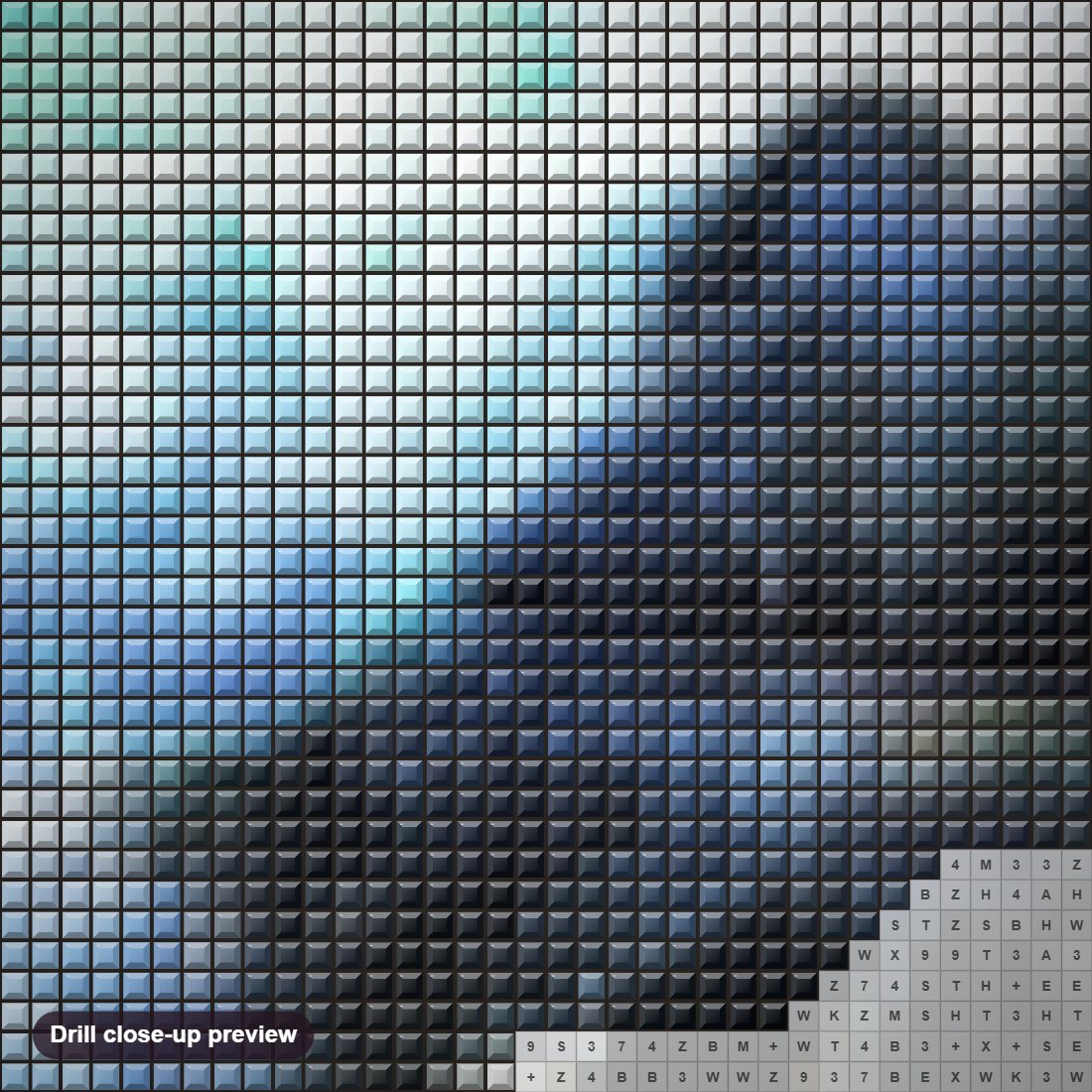 Close-up preview of the Salt Point diamond painting with square 5D drills and printed canvas symbols