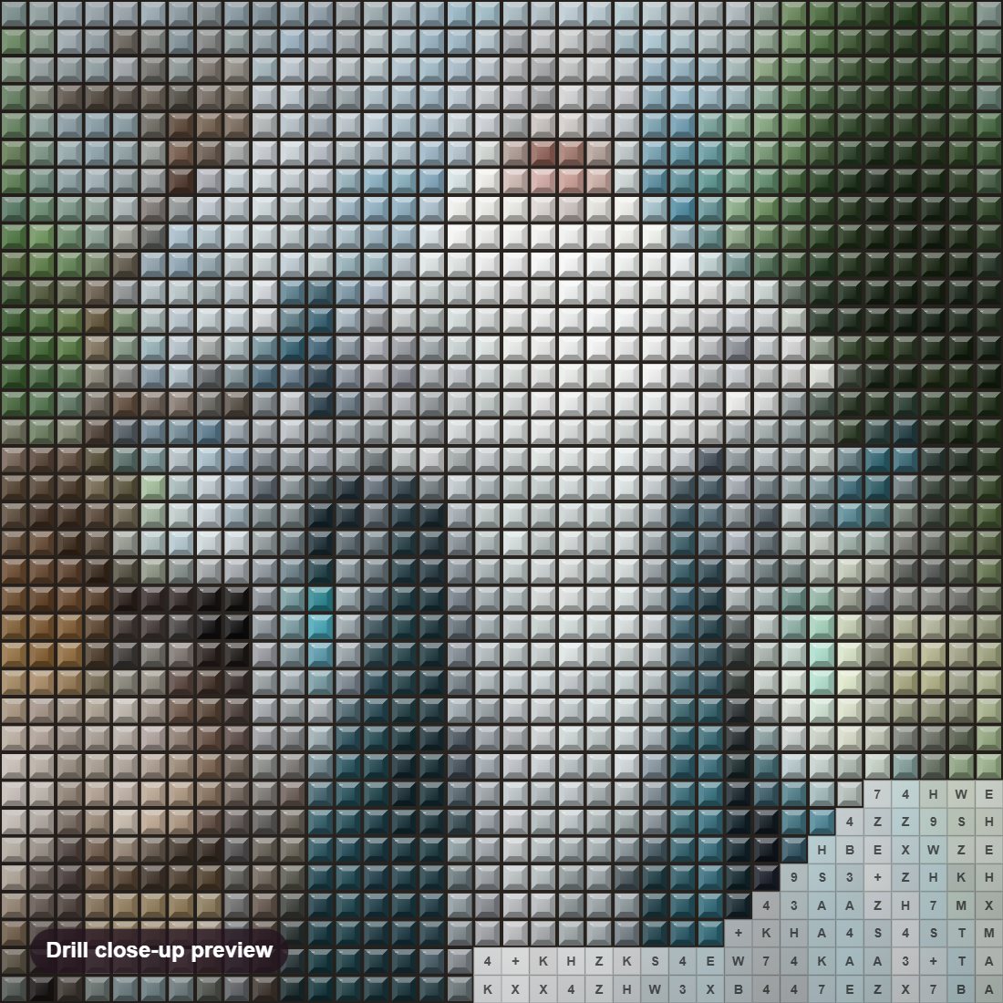 Close-up preview of the Santa Claus & Animals diamond painting with square 5D drills and printed canvas symbols