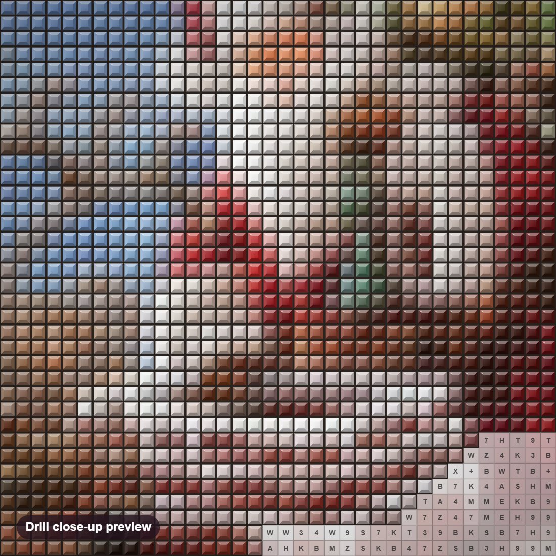 Close-up preview of the Santa Claus giving Christmas Gifts diamond painting with square 5D drills and printed canvas symbols