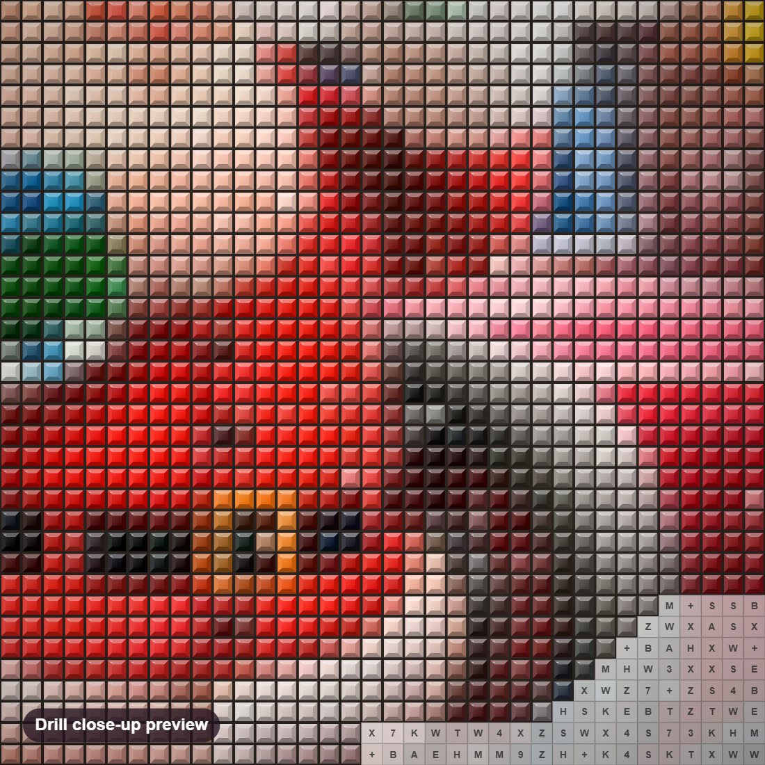 Close-up preview of the Santa Claus on Christmas Car diamond painting with square 5D drills and printed canvas symbols