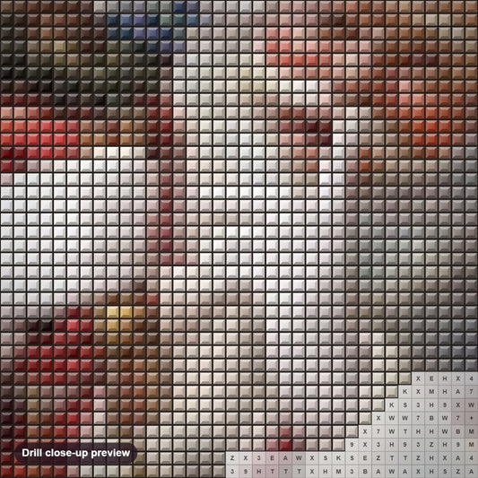 Close-up preview of the Santa Claus on Christmas diamond painting with square 5D drills and printed canvas symbols