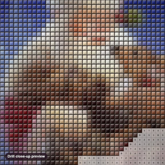 Close-up preview of the Santa Claus with Animal Friends diamond painting with square 5D drills and printed canvas symbols