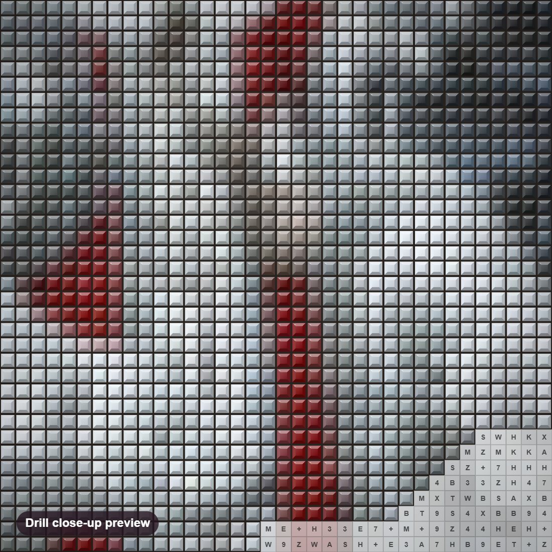 Close-up preview of the Santa Claus with animals & Owl diamond painting with square 5D drills and printed canvas symbols