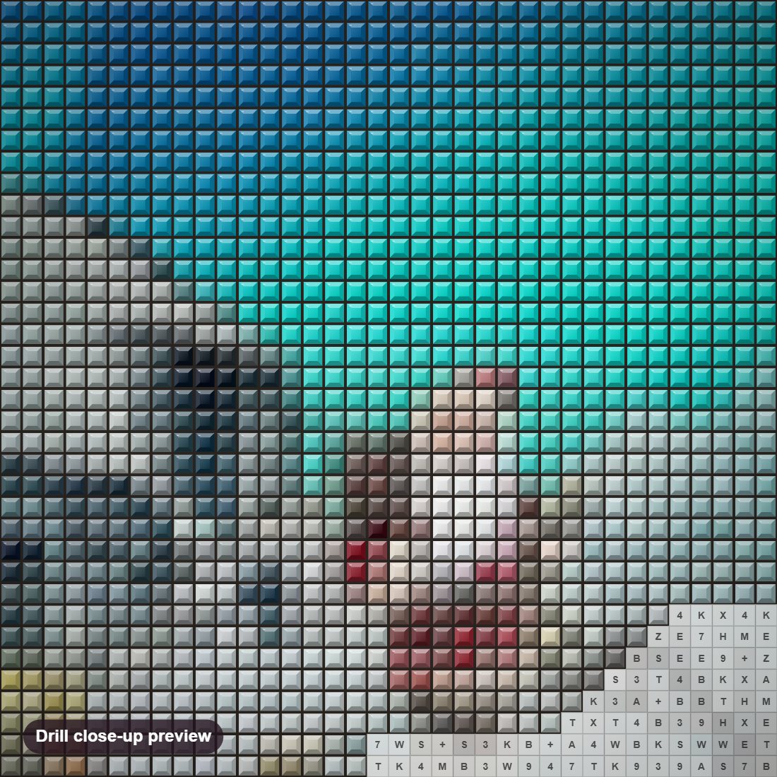Close-up preview of the Santa Ready for Christmas diamond painting with square 5D drills and printed canvas symbols