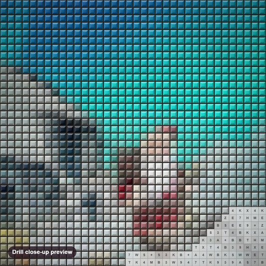 Close-up preview of the Santa Ready for Christmas diamond painting with square 5D drills and printed canvas symbols