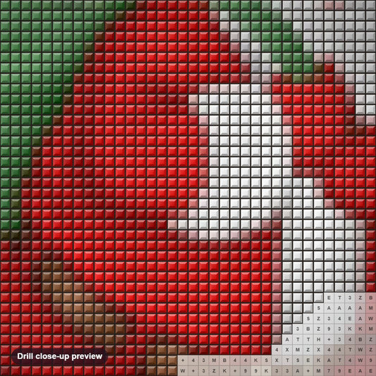 Close-up preview of the Santa With Gifts For Kids diamond painting with square 5D drills and printed canvas symbols