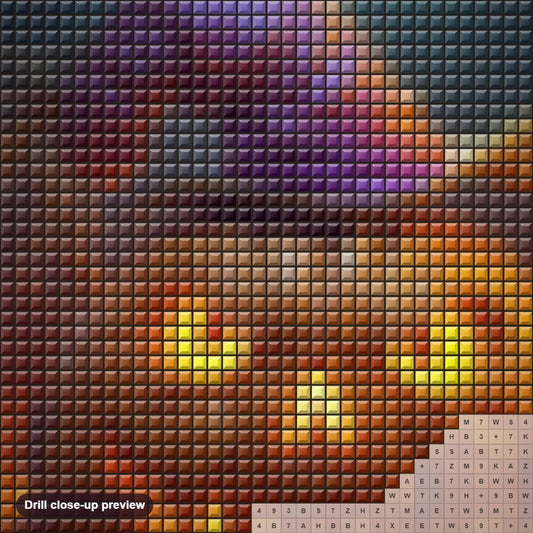 Close-up preview of the Scary Halloween Pumpkin diamond painting with square 5D drills and printed canvas symbols