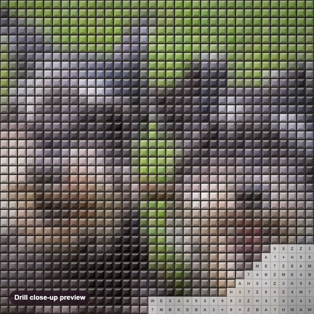 Close-up preview of the Schnauzer Lady & the Tramp Dogs diamond painting with square 5D drills and printed canvas symbols